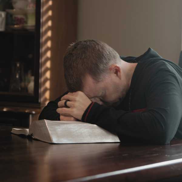 Man praying with Bible Prayer life